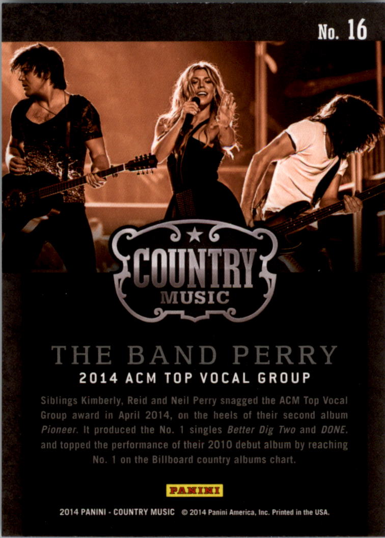 2015 Panini Country Music Award Winners #16 The Band Perry back image