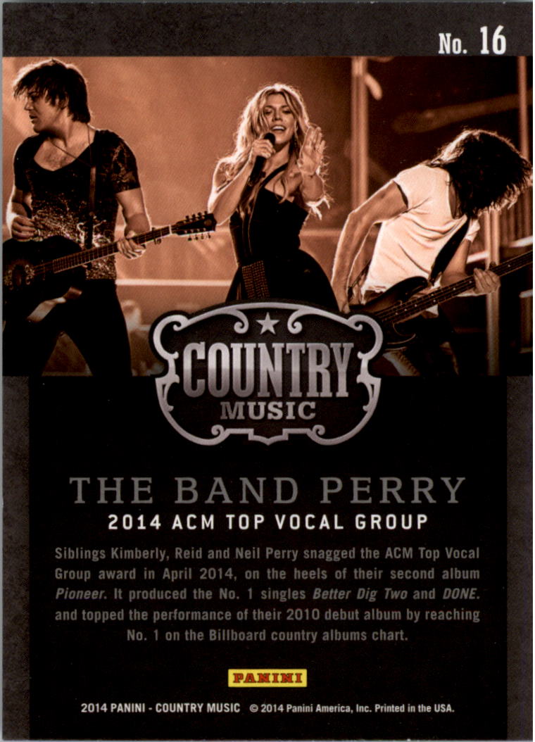 2015 Panini Country Music Award Winners Green #16 The Band Perry back image