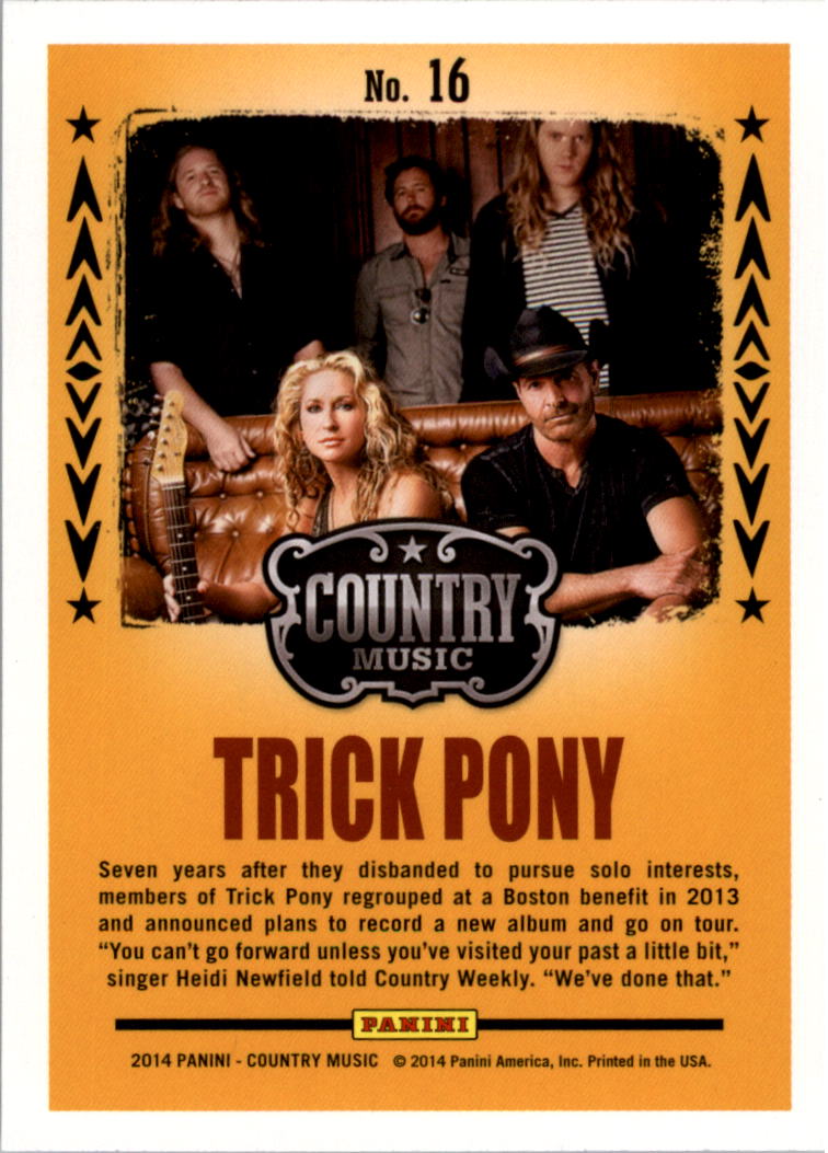 2015 Panini Country Music Backstage Pass #16 Trick Pony back image