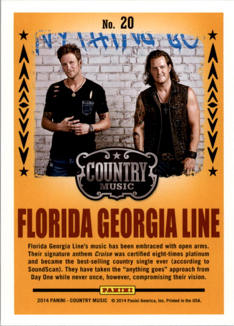 2015 Panini Country Music Backstage Pass #20 Florida Georgia Line back image