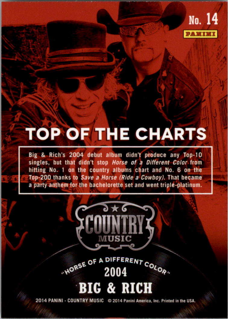 2015 Panini Country Music Top of the Charts Green #14 Big & Rich back image