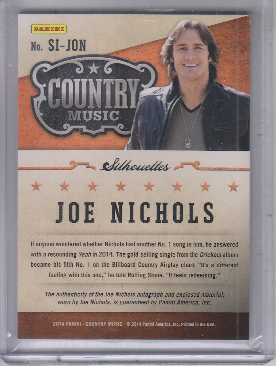 2015 Panini Country Music Silhouette Signature Materials Silver #35 Joe Nichols back image