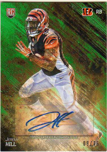 2014 Topps Fire Rookie Autographs Green #133 Jeremy Hill