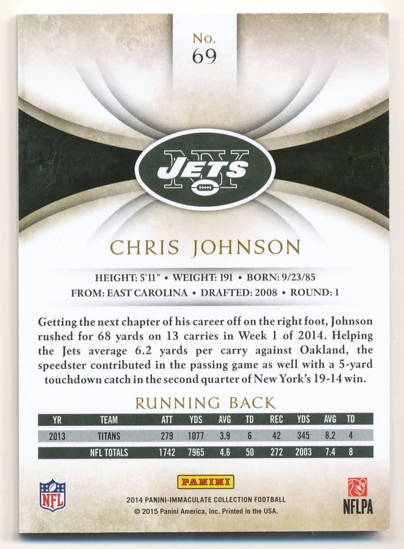 2014 Immaculate Collection #69 Chris Johnson back image