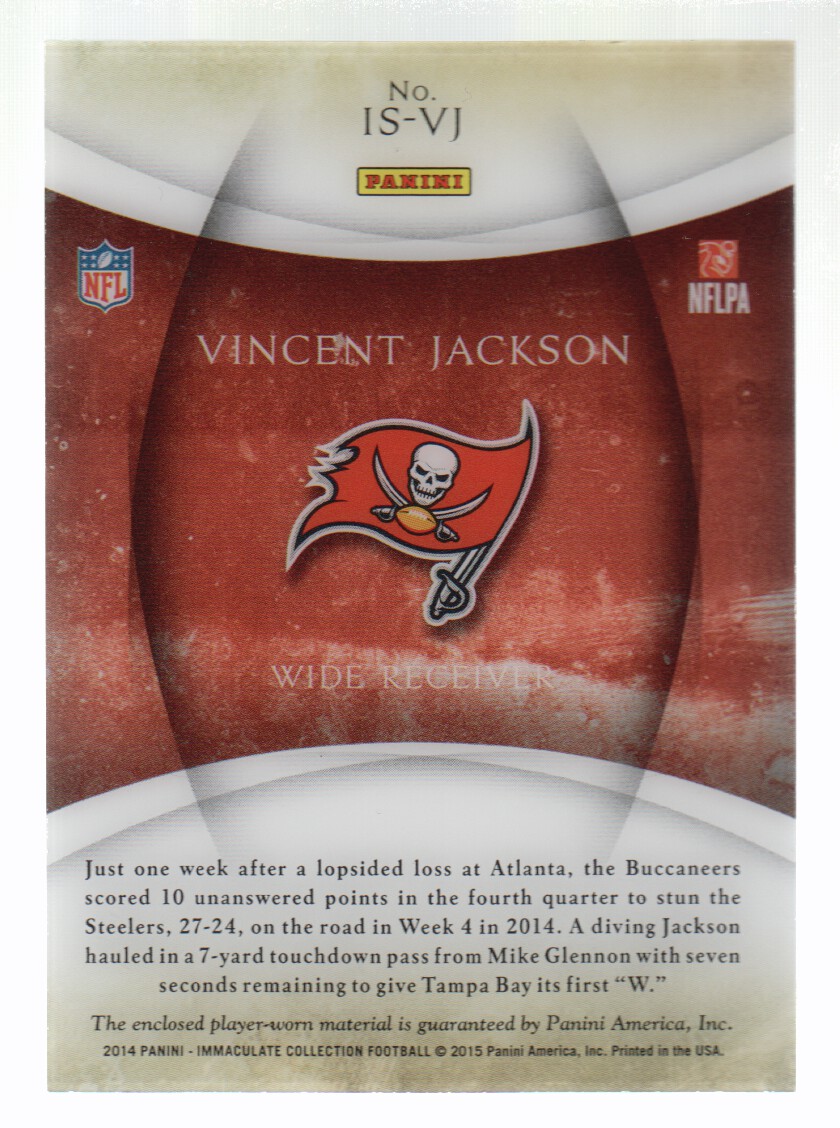 2014 Immaculate Collection Immaculate Standard #ISVJ Vincent Jackson/25 back image