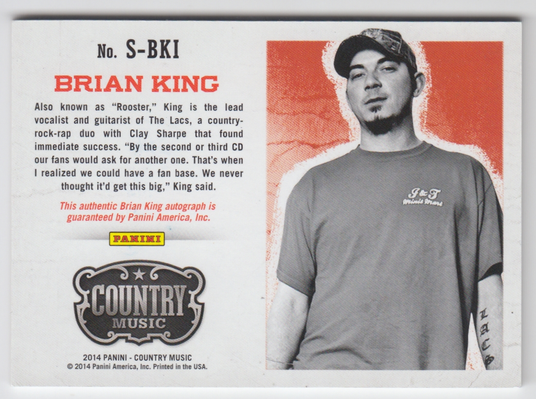2015 Panini Country Music Signatures Red #34 Brian King/149 back image