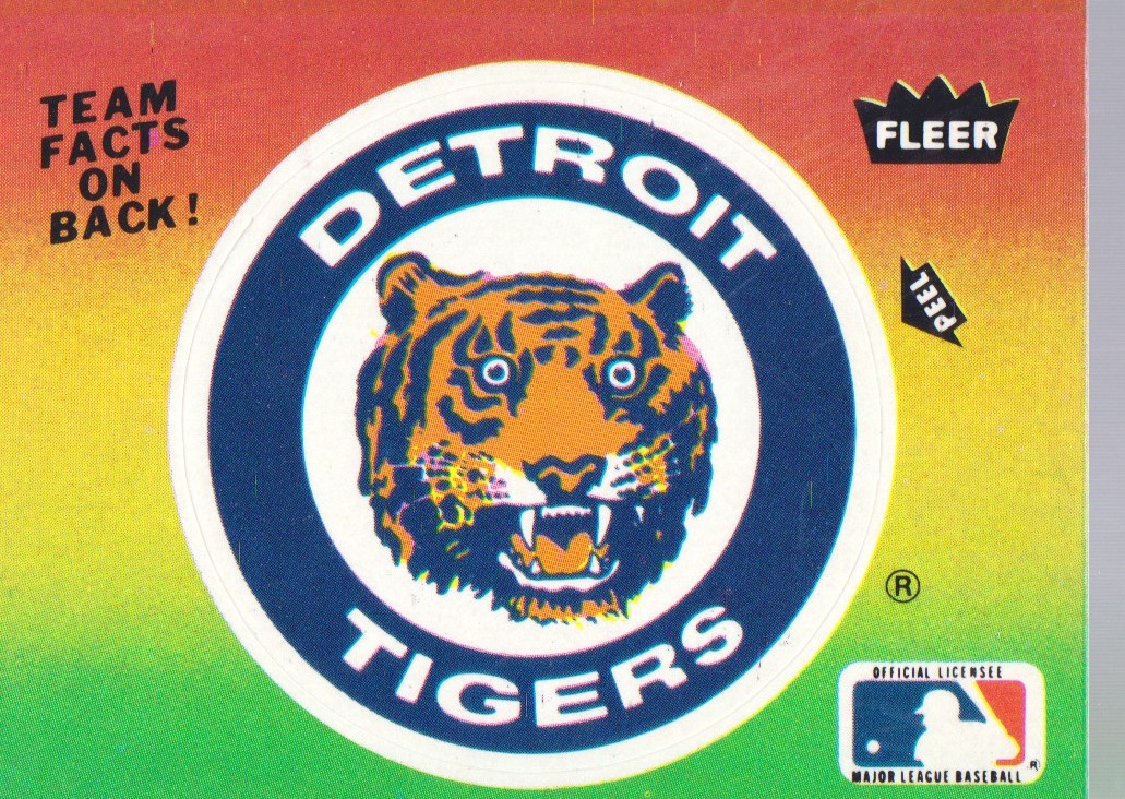 1983 Fleer Team Stickers #23 Detroit Tigers/Logo/Peel upside down