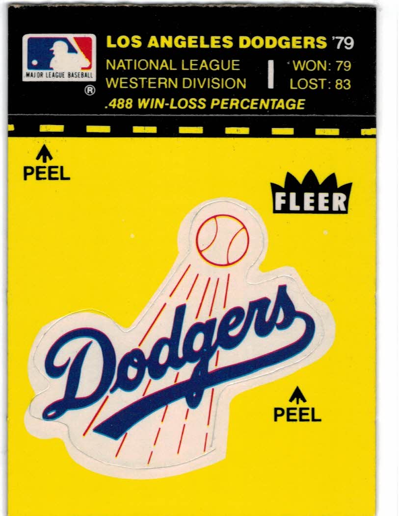 1980 Fleer Team Stickers #47 Los Angeles Dodgers/Logo color background