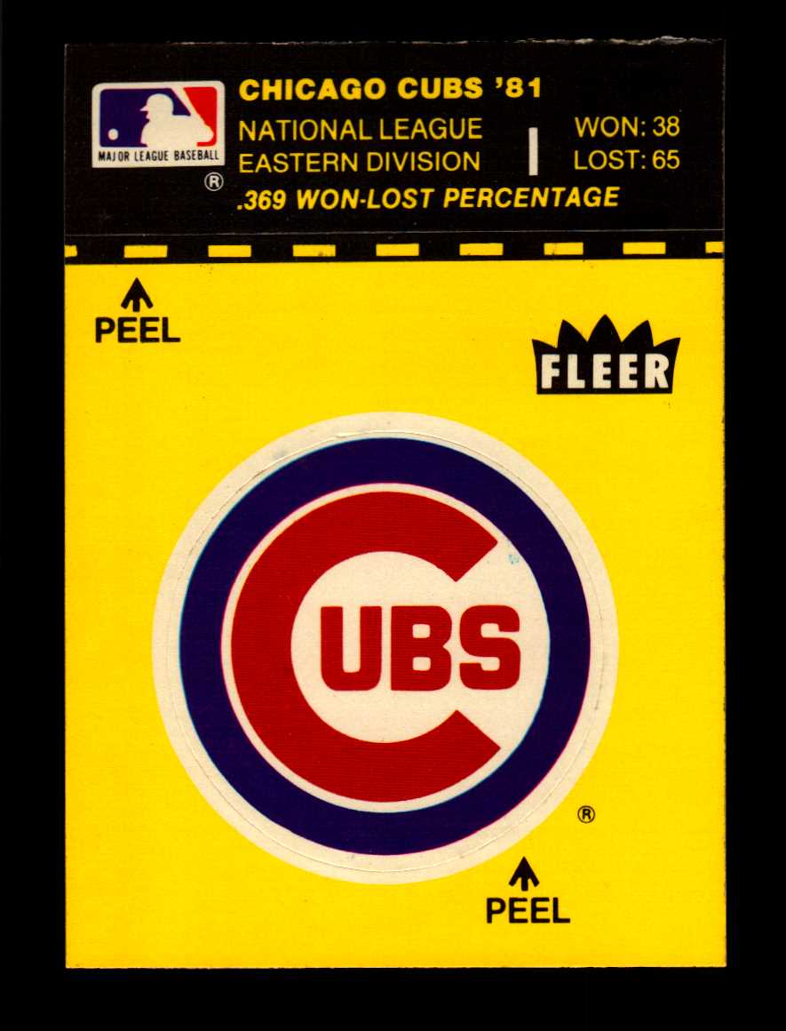 1982 Fleer Team Stickers #29 Chicago Cubs/Logo color background/Puzzle on back