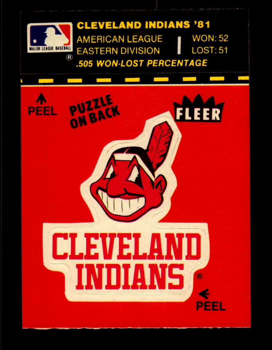 1982 Fleer Team Stickers #47 Cleveland Indians/Logo color background/Puzzle on back