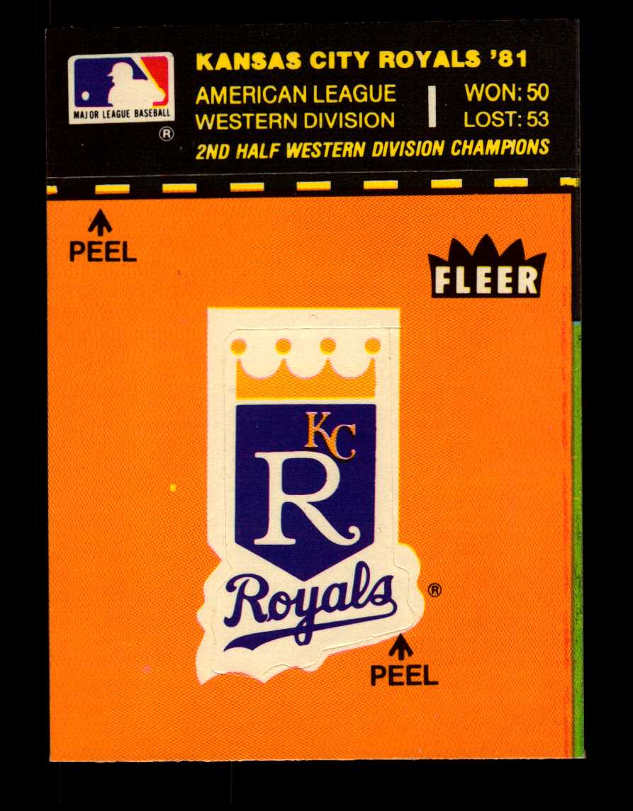 1982 Fleer Team Stickers #65 Kansas City Royals/Logo color background/Puzzle on back