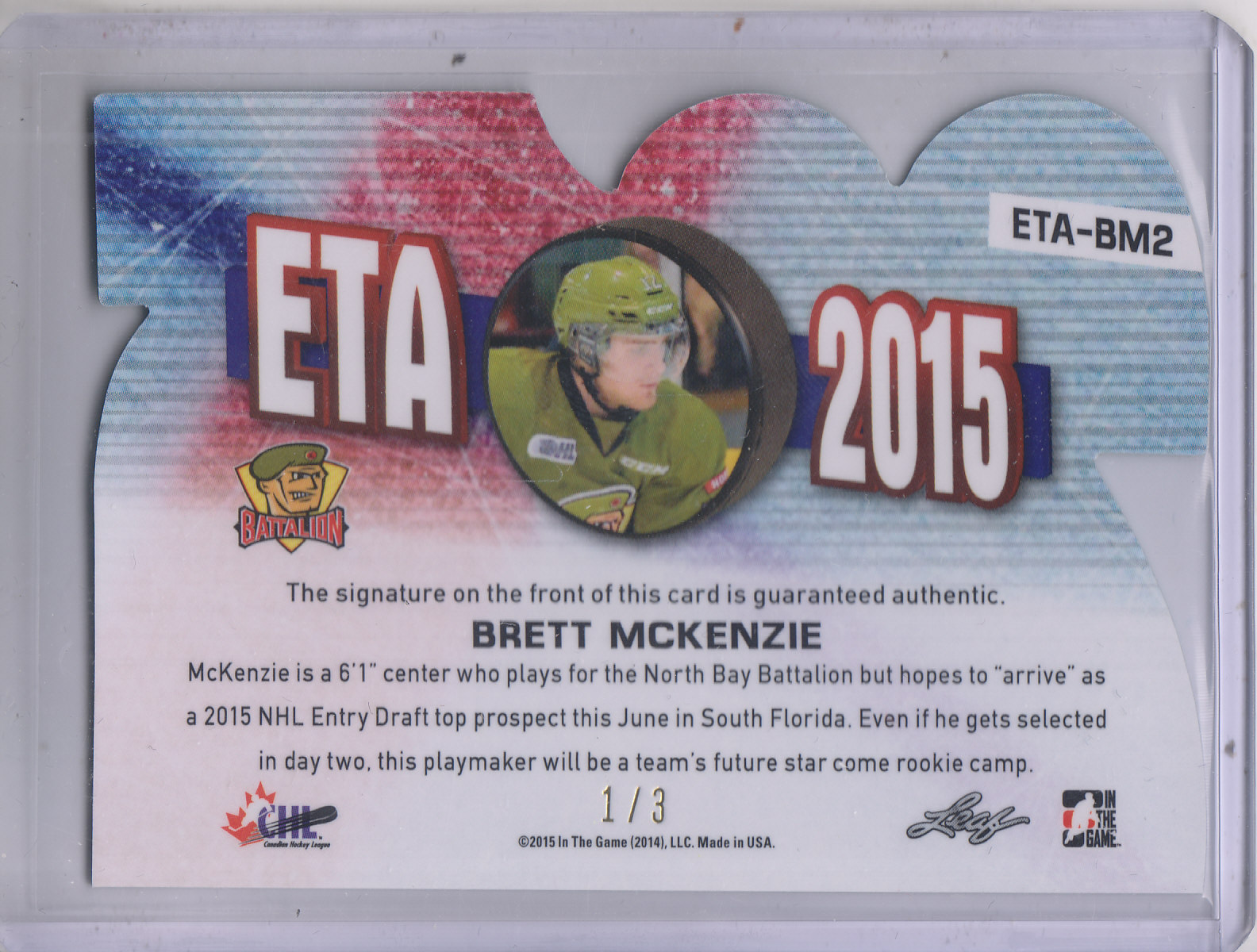 2014-15 ITG Leaf Metal ETA 2015 Die Cut Prismatic Green #ETABM2 Brett McKenzie back image
