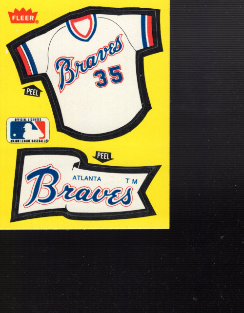 1985 Fleer Team Stickers Contest Back Large #2 Atlanta Braves/Uniform