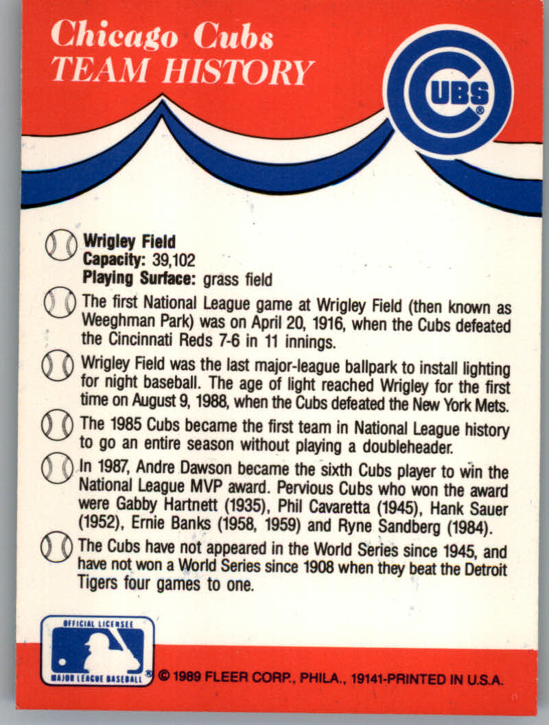 1989 Fleer Baseball "Team Stickers" Insert Cards - Picture 7 of 87