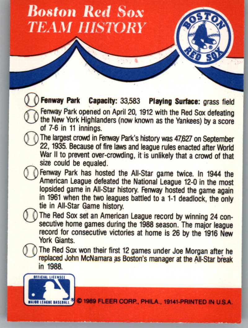 1989 Fleer Baseball "Team Stickers" Insert Cards - Picture 13 of 87