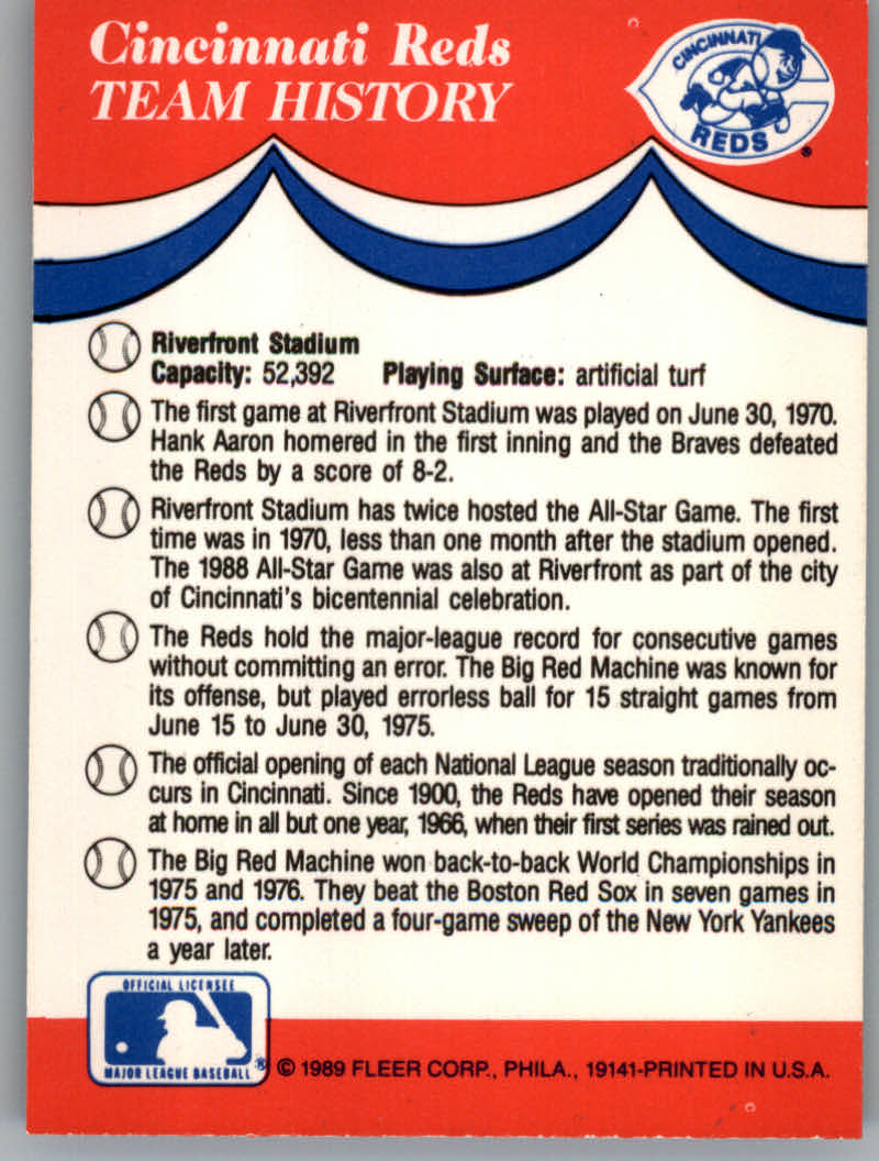 1989 Fleer Baseball "Team Stickers" Insert Cards - Picture 25 of 87