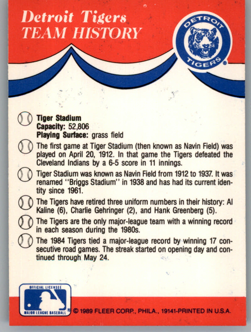 1989 Fleer Baseball "Team Stickers" Insert Cards - Picture 29 of 87