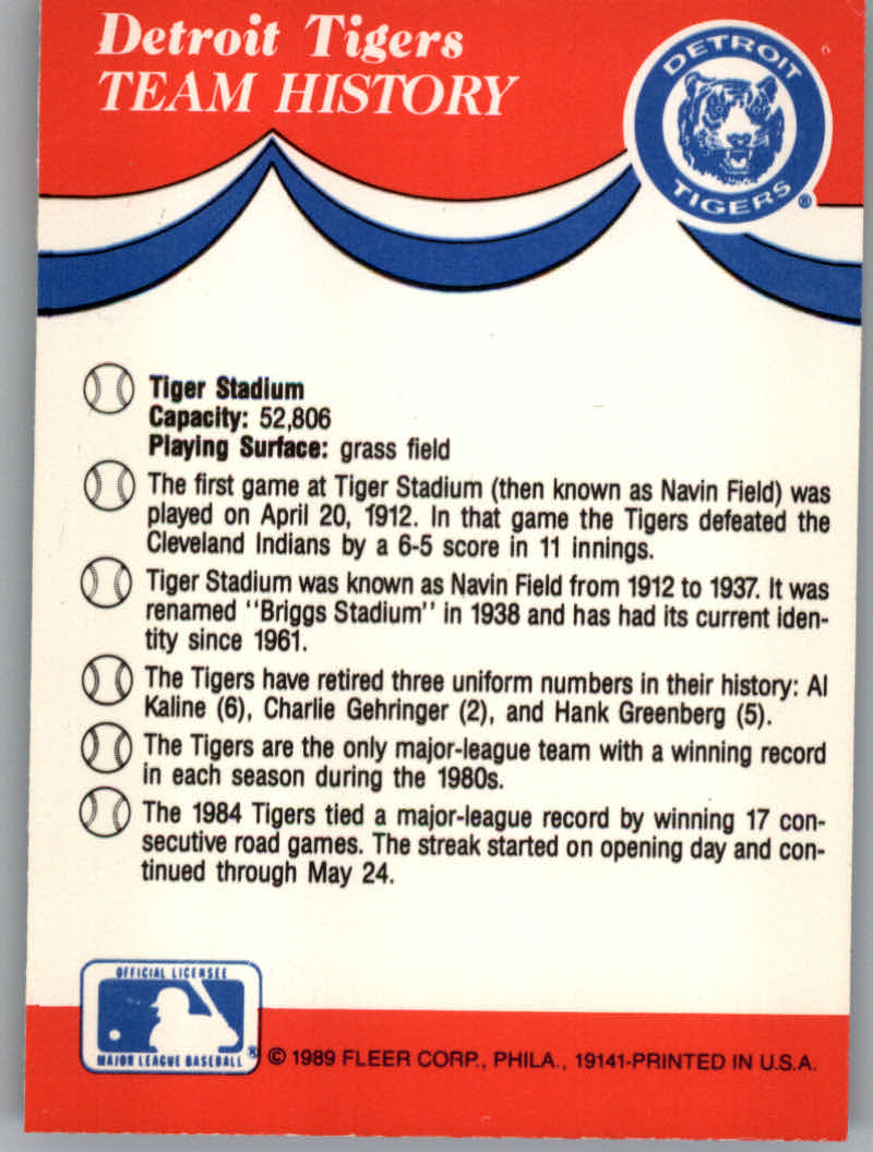 1989 Fleer Baseball "Team Stickers" Insert Cards - Picture 35 of 87