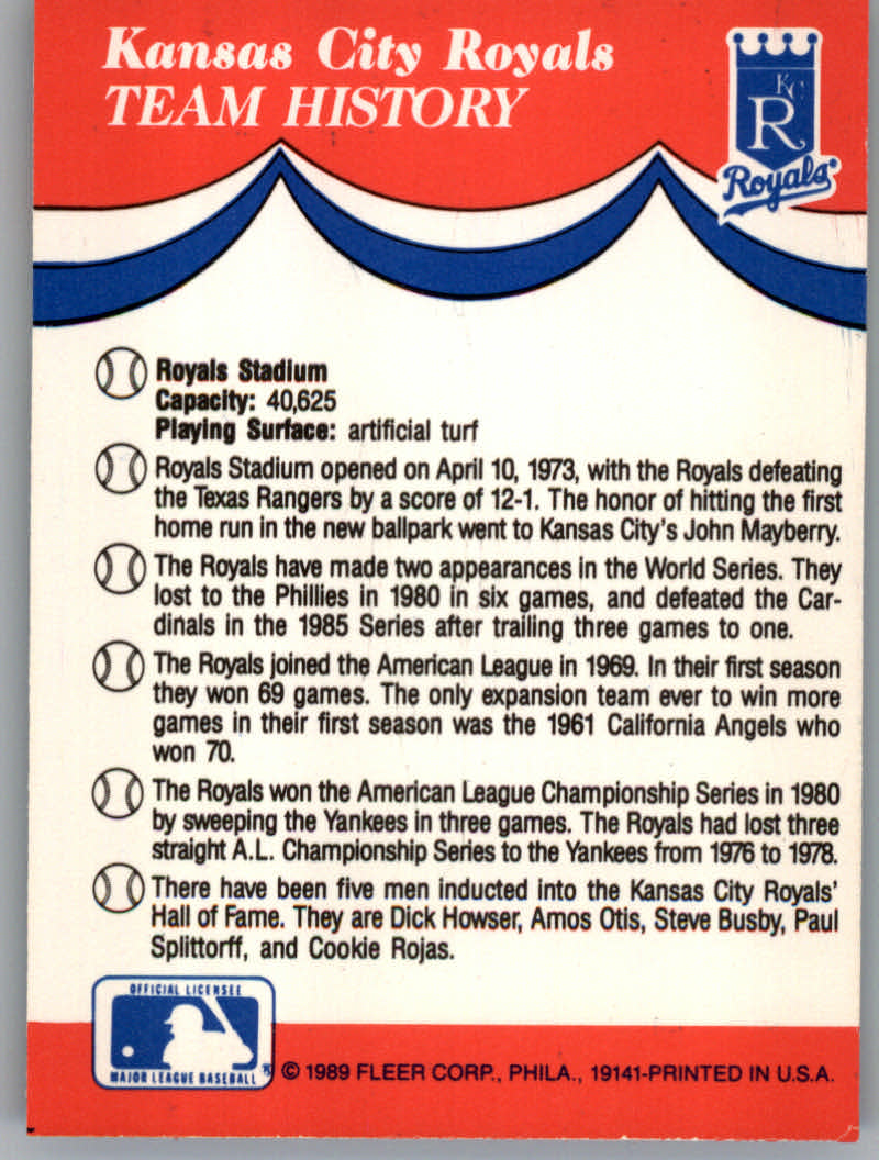 1989 Fleer Baseball "Team Stickers" Insert Cards - Picture 39 of 87