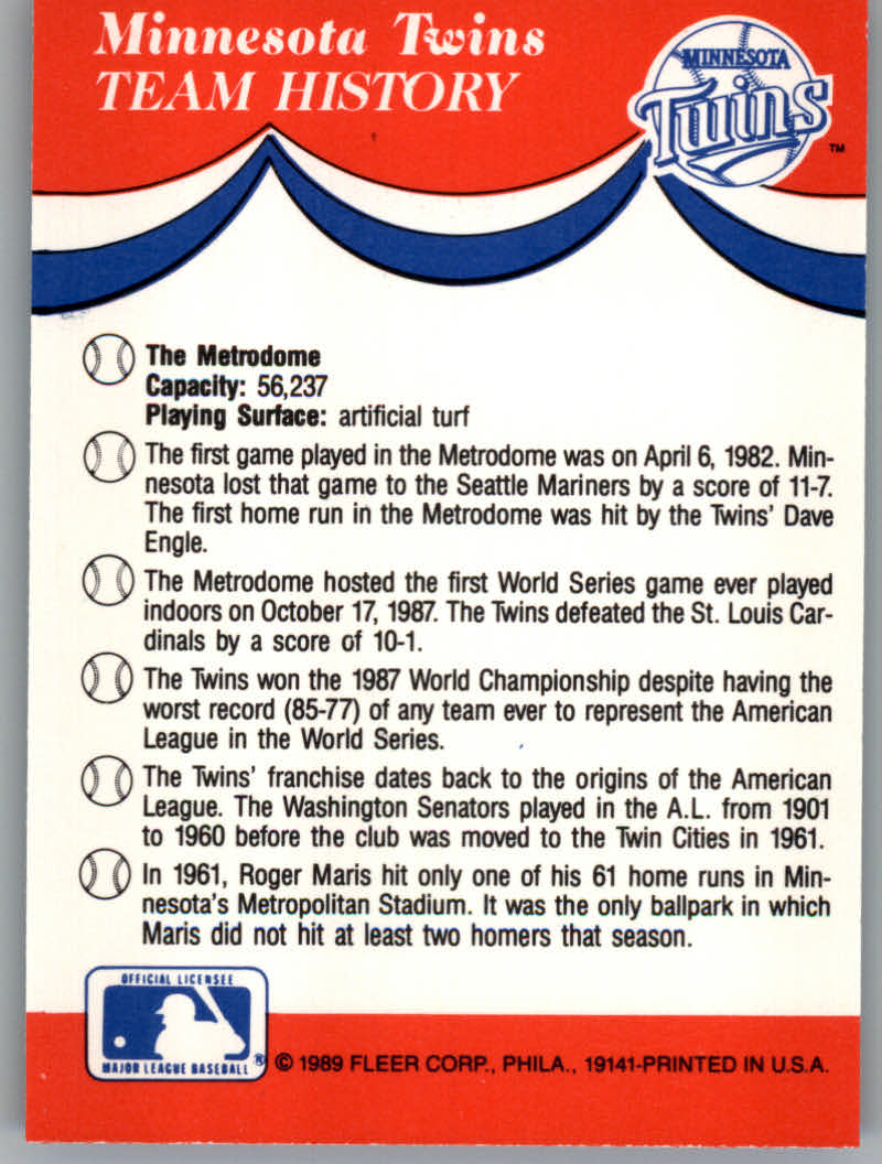 1989 Fleer Baseball "Team Stickers" Insert Cards - Picture 55 of 87