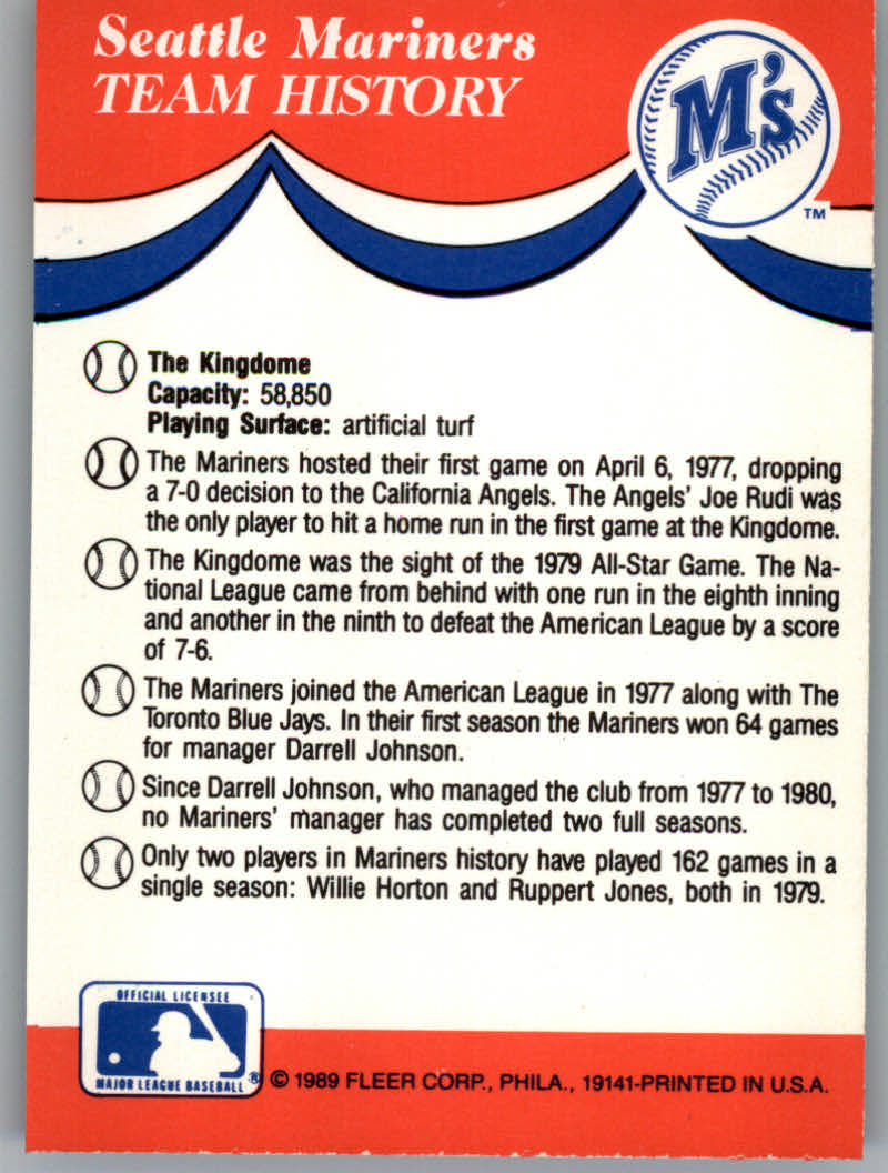 1989 Fleer Baseball "Team Stickers" Insert Cards - Picture 79 of 87
