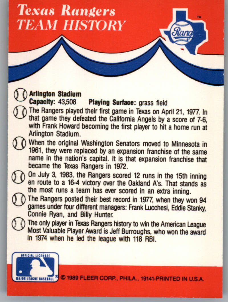 1989 Fleer Baseball "Team Stickers" Insert Cards - Picture 83 of 87