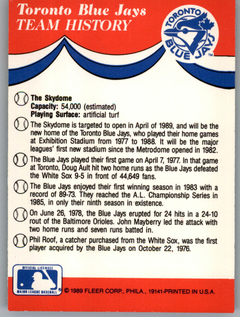 1989 Fleer Baseball "Team Stickers" Insert Cards - Picture 87 of 87