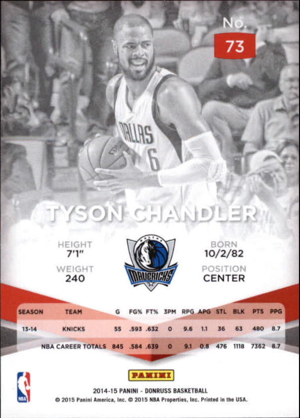 2014-15 Elite #73 Tyson Chandler back image