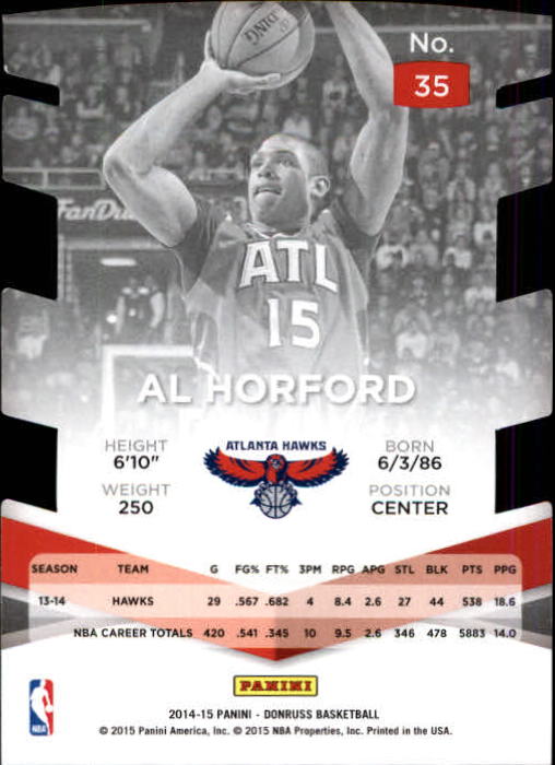 2014-15 Elite Status #35 Al Horford/85 back image
