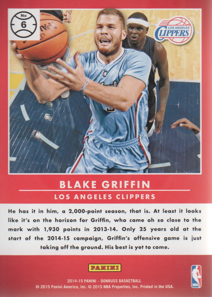 2014-15 Donruss Production Line Scoring #6 Blake Griffin back image