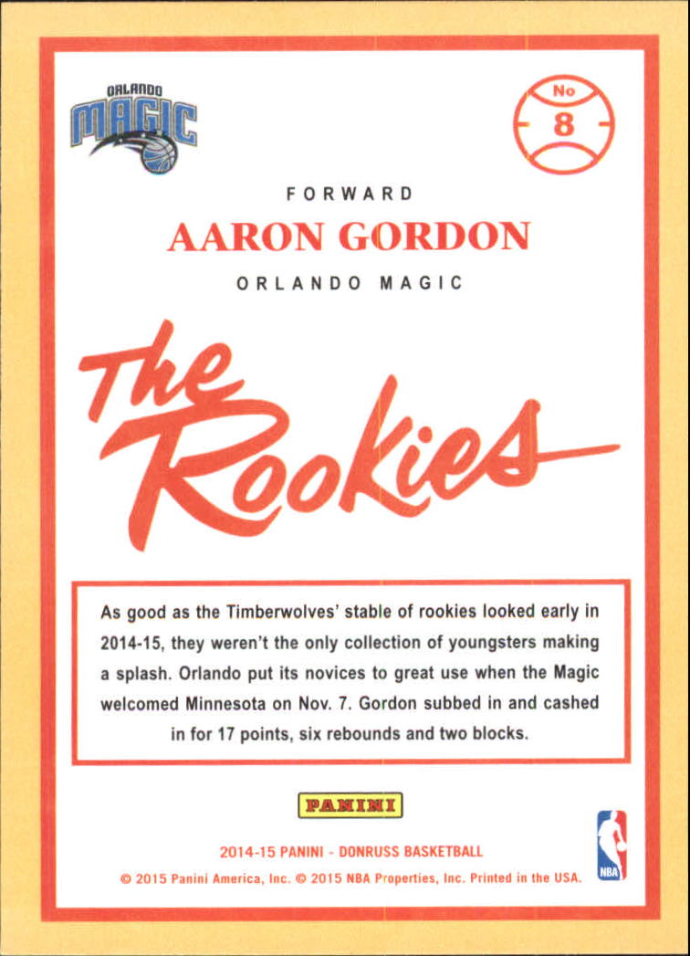2014-15 Donruss The Rookies Swirlorama #8 Aaron Gordon back image