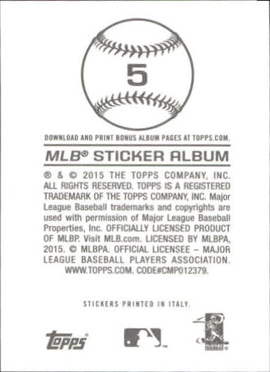 2015 Topps Stickers #5 Adam Jones on Fanatics Collect