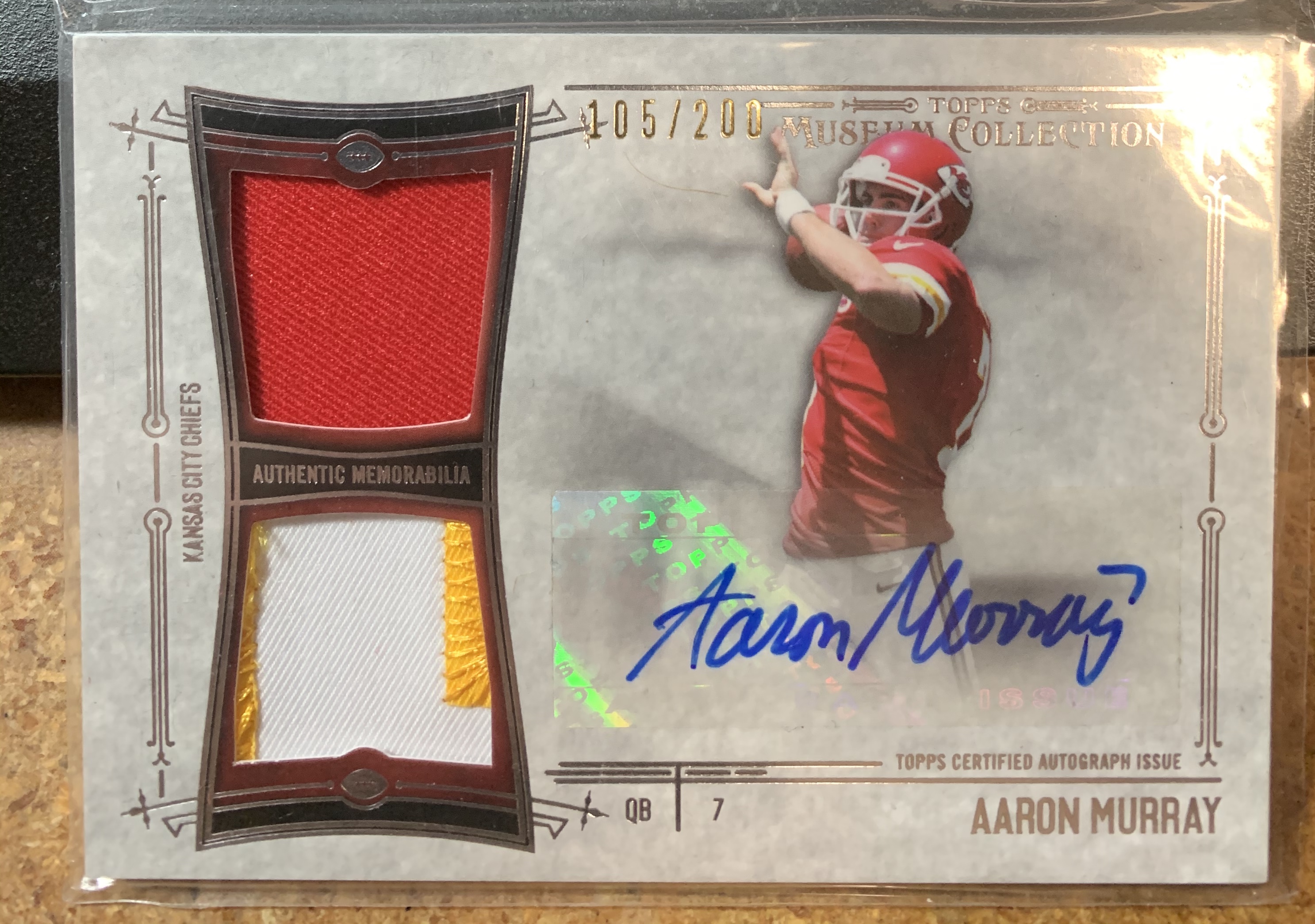 2014 Topps Museum Collection Signatures Swatches Dual Relic Autographs #SSDRAAMU Aaron Murray/200