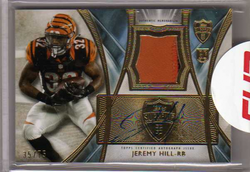 2014 Topps Supreme Autographed Relics Blue Patch #SAPJH Jeremy Hill EXCH