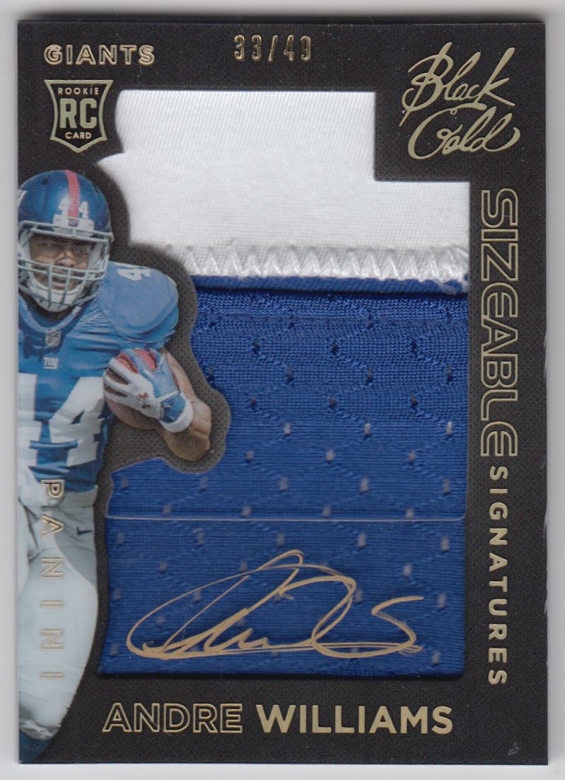 2014 Panini Black Gold Sizeable Signatures Rookie Jerseys Prime #25 Andre Williams/49