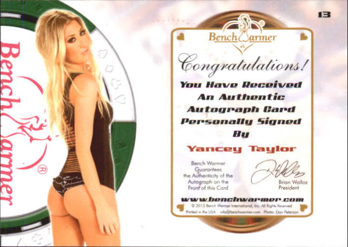 2013 Bench Warmer Vegas Baby Autographs #13 Yancey Taylor