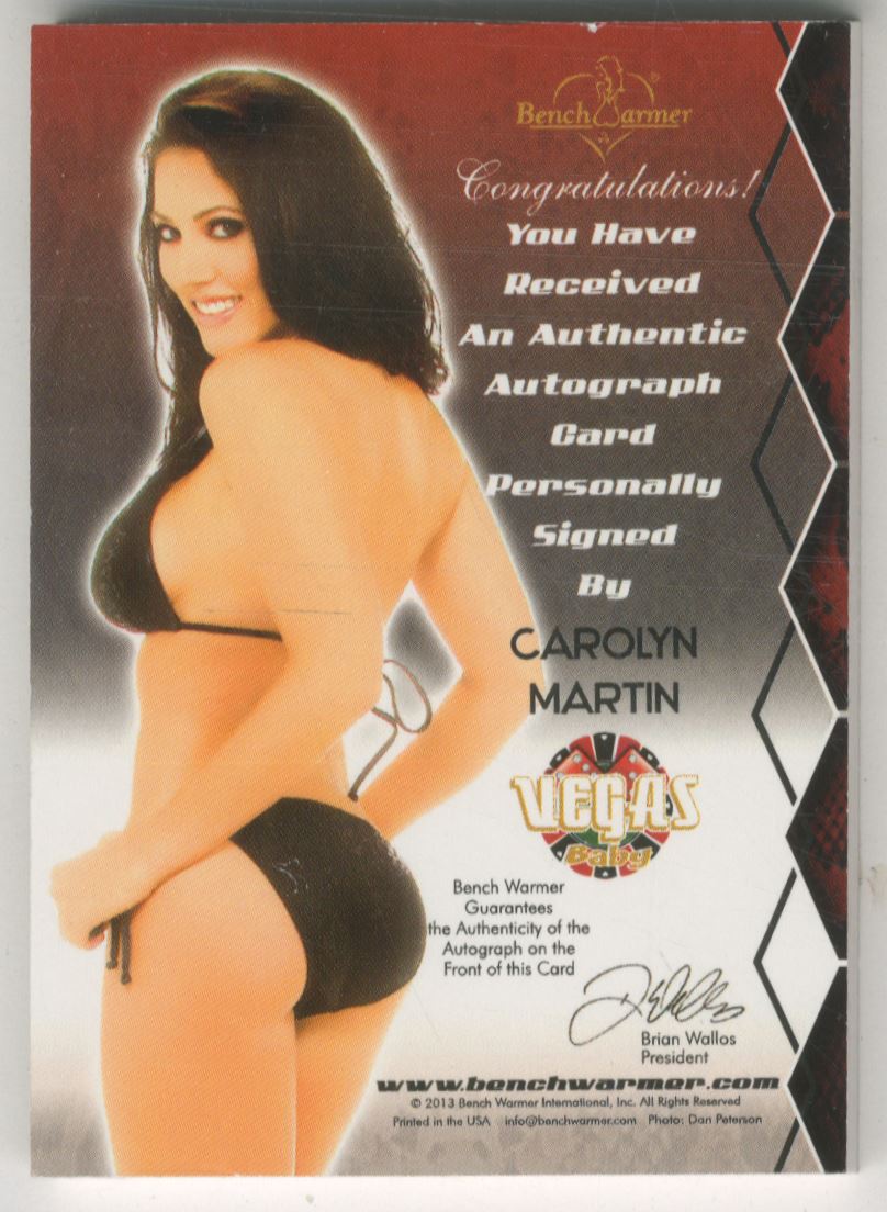 2013 Bench Warmer Vegas Baby Snake Eyes Autographs #10 Carolyn Martin back image