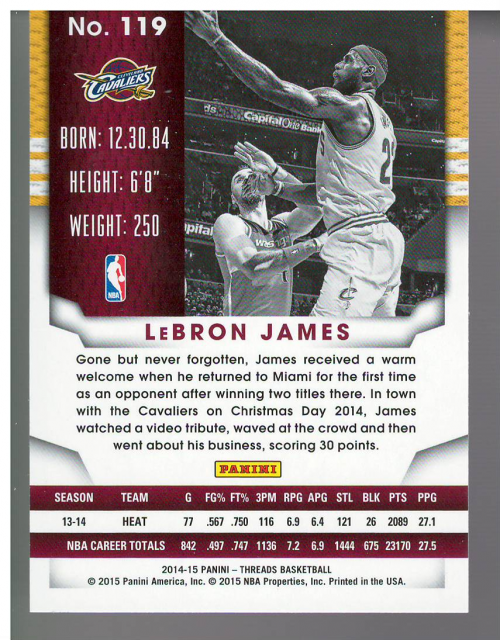 A6797- 2014-15 Panini Threads Bk #s 1-372 +Rookies -You Pick- 15+ FREE US SHIP - Picture 121 of 209