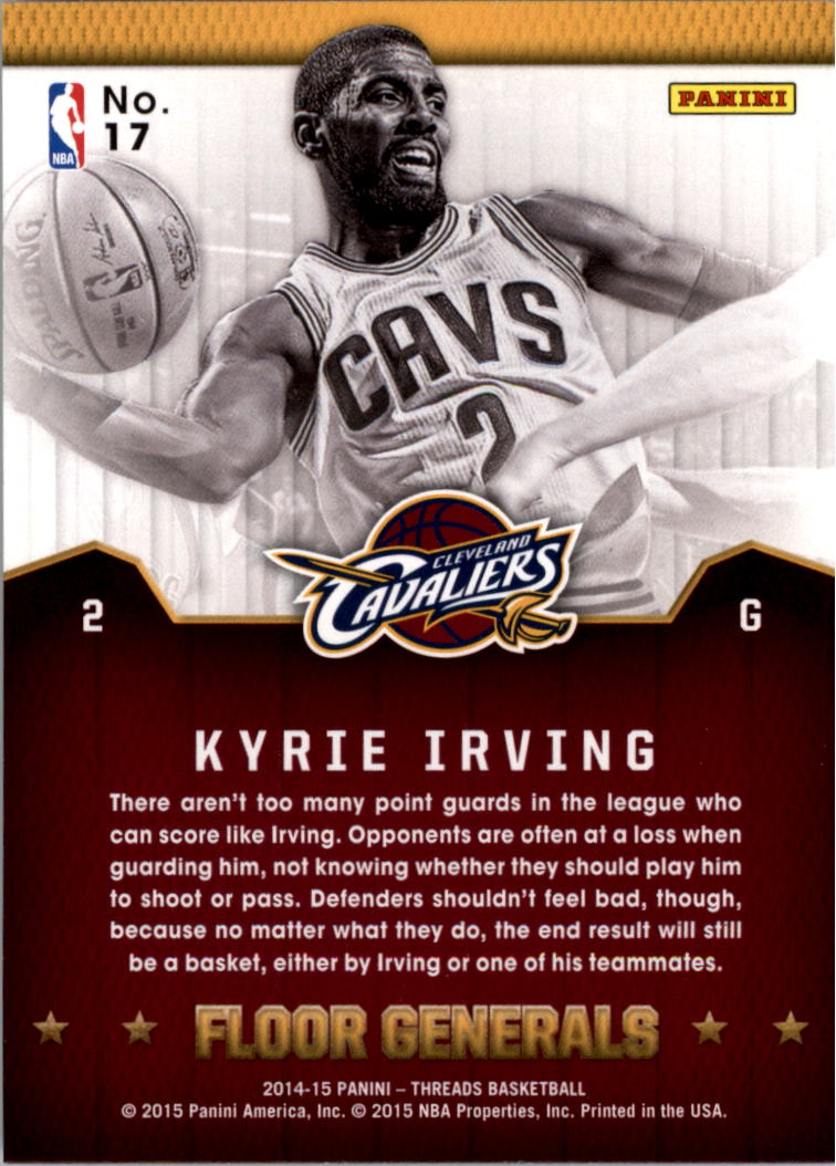 2014-15 Panini Threads Floor Generals #17 Kyrie Irving back image