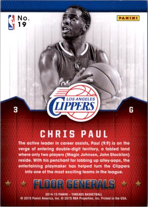 2014-15 Panini Threads Floor Generals Century Proof Red #19 Chris Paul