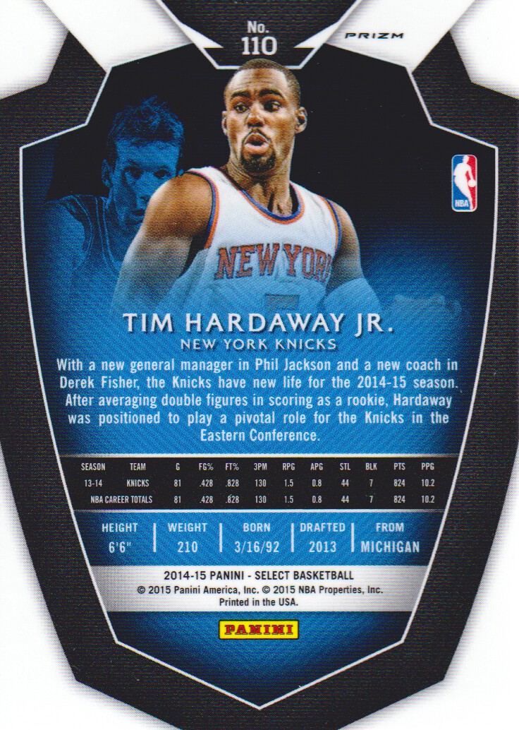 2014-15 Select Prizms Blue and Silver #110 Tim Hardaway Jr. PRE back image