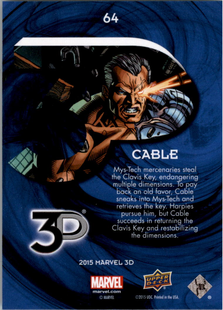 2015 Upper Deck Marvel 3-D #64 Cable back image