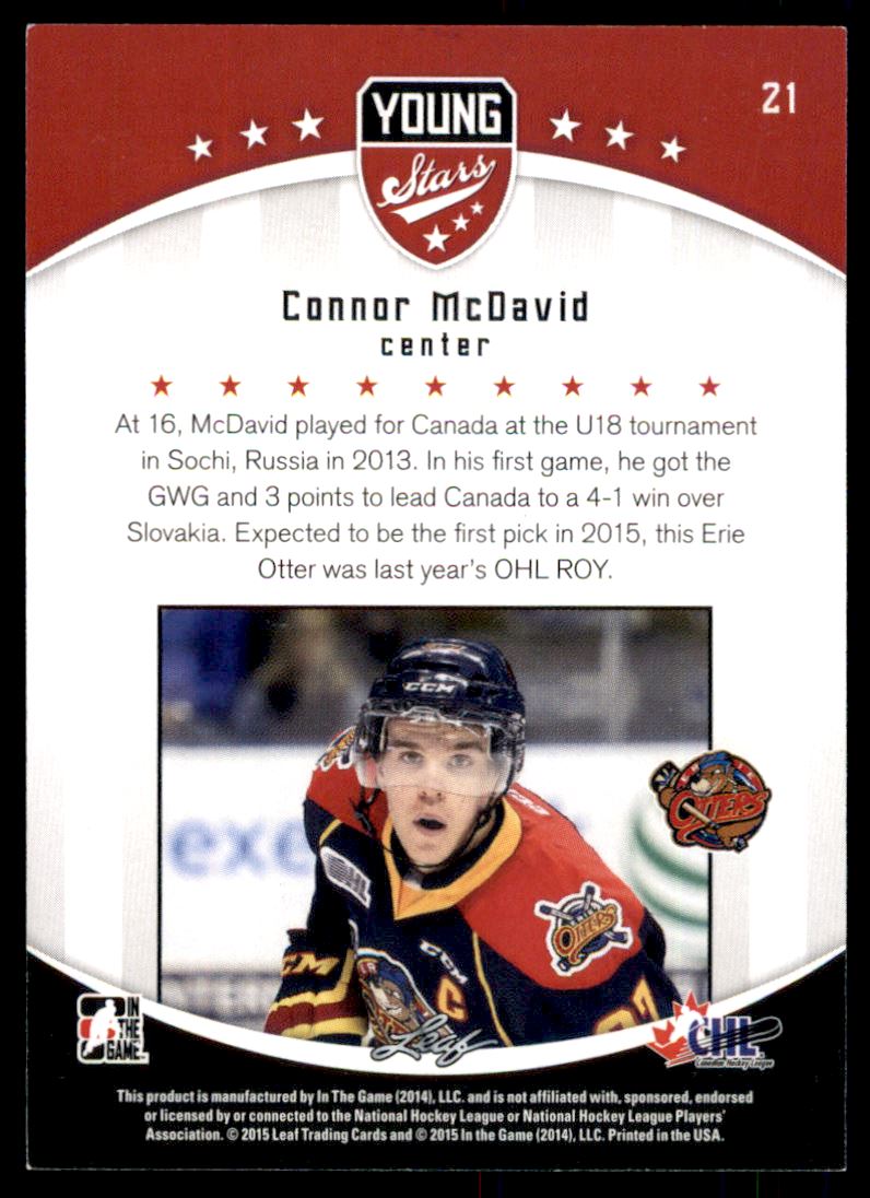 Connor McDavid 2015 ITG CHL Draft #11 Canada's Best (BCCG 10)