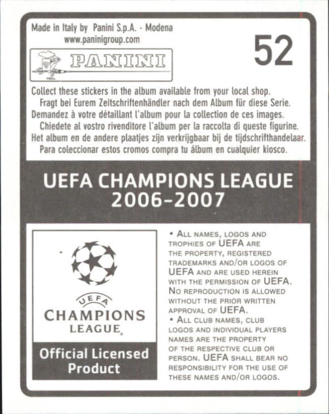 2006-07 Panini UEFA Champions League Stickers #52 Peter Crouch back image