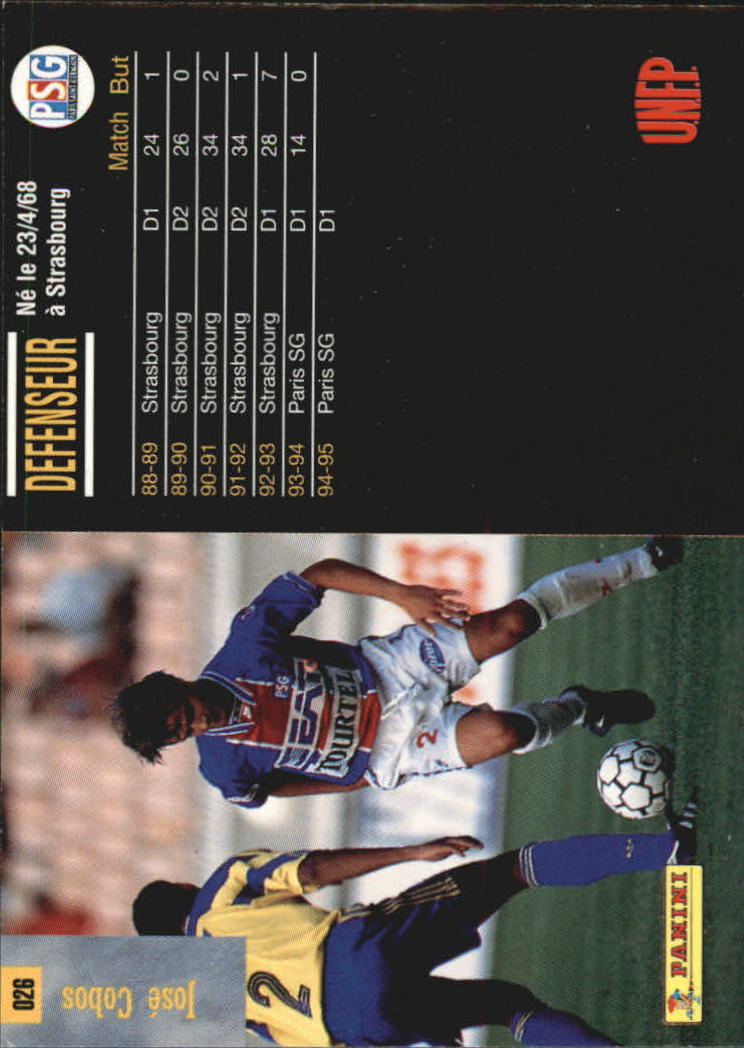 1994-95 Panini Premium Ligue 1 France #26 Jose Cobos back image