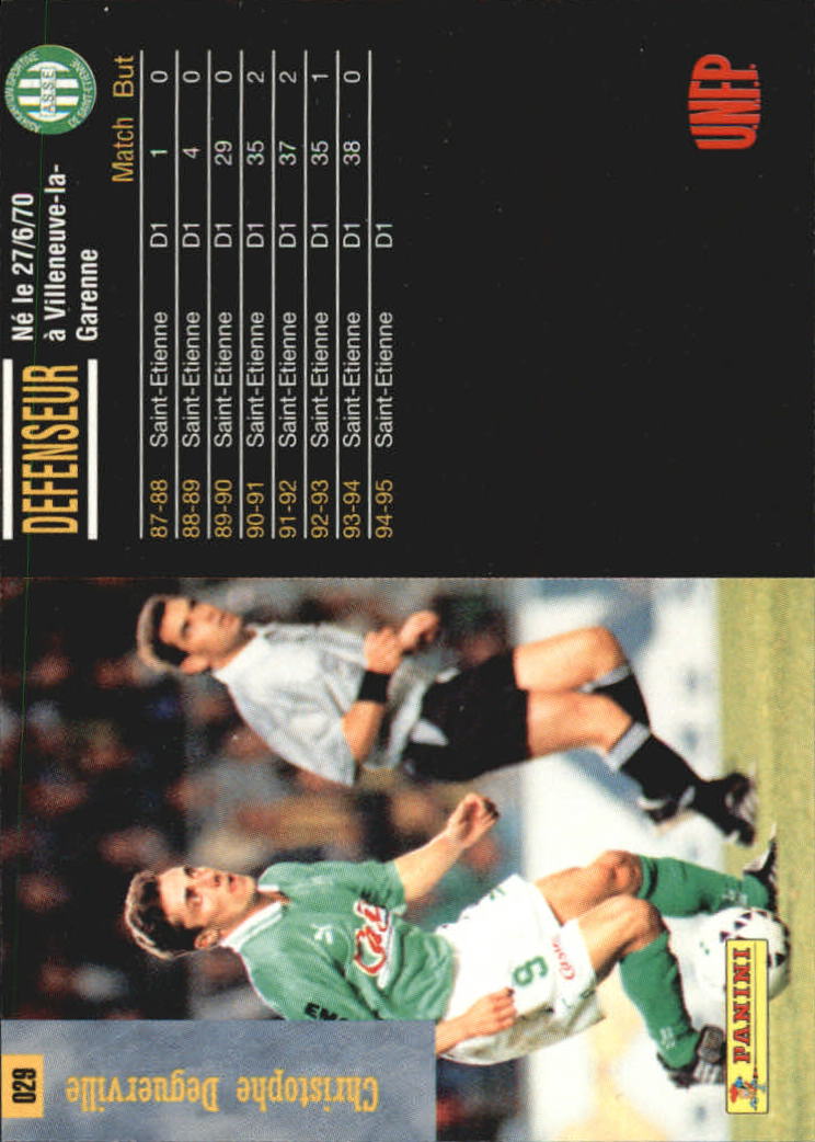 1994-95 Panini Premium Ligue 1 France #29 Christophe Deguerville back image