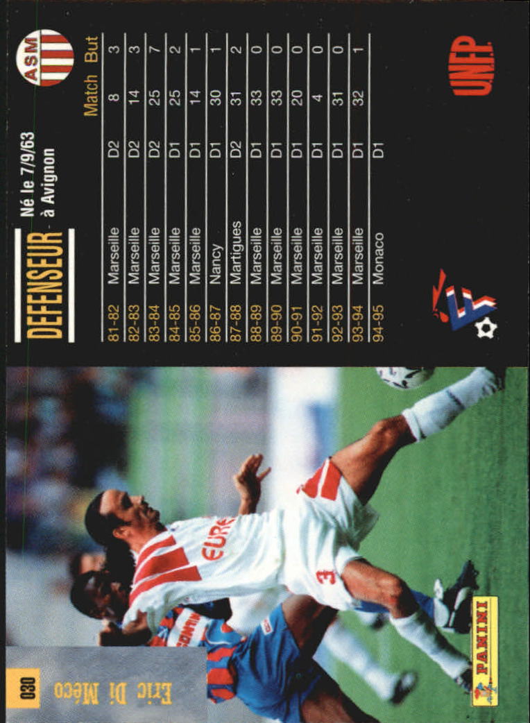 1994-95 Panini Premium Ligue 1 France #30 Eric Di Meco back image