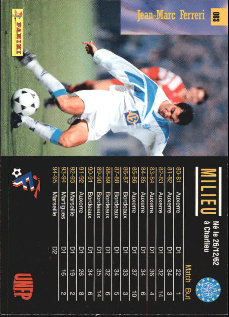 1994-95 Panini Premium Ligue 1 France #63 Jean-Marc Ferreri back image