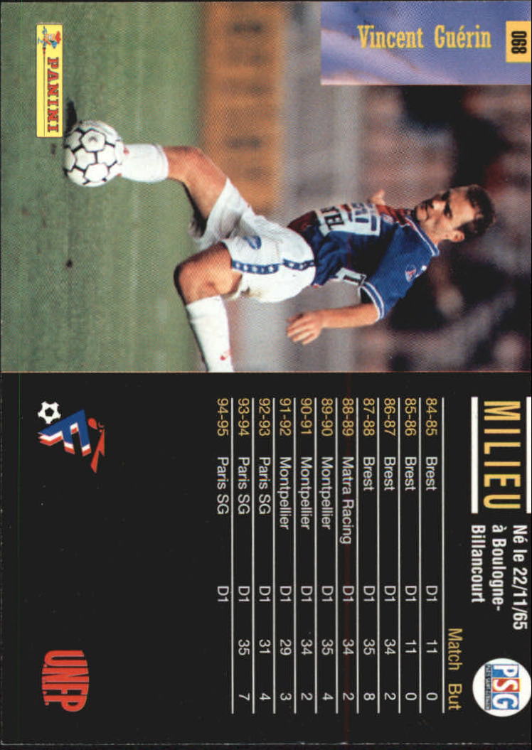 1994-95 Panini Premium Ligue 1 France #68 Vincent Guerin back image