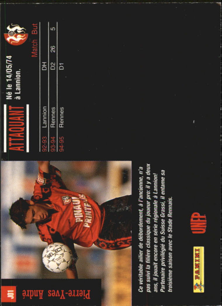 1994-95 Panini Premium Ligue 1 France Jokers #J1  Pierre-Yves Andre back image